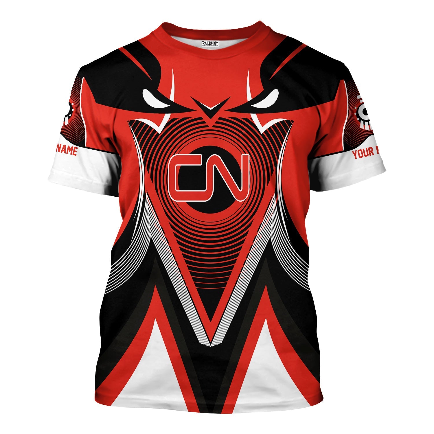 Railspirit Personalized Canadian National Railroad T-Shirt Vibrant Graphic Pattern Shirt For Train Enthusiasts