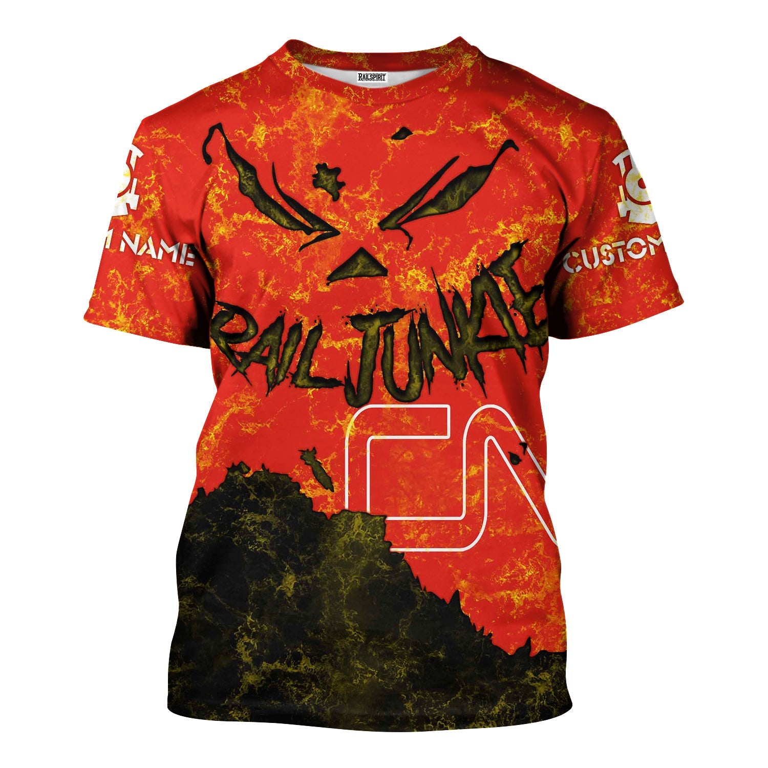 Railspirit Personalized Canadian National Railroad T-Shirt Torn Graphic Style Train Shirt For Rail Junkie