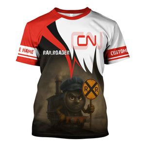Railspirit Personalized Canadian National Railroad T-Shirt Angry Train Shirt Gift Idea For Train Lover
