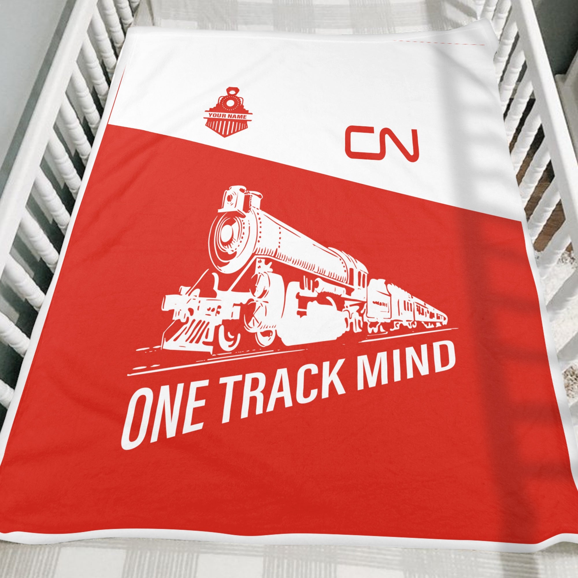 Railspirit Personalized Canadian National Railroad Blanket One Track Mind Train Blanket Gift Idea For Train Lover