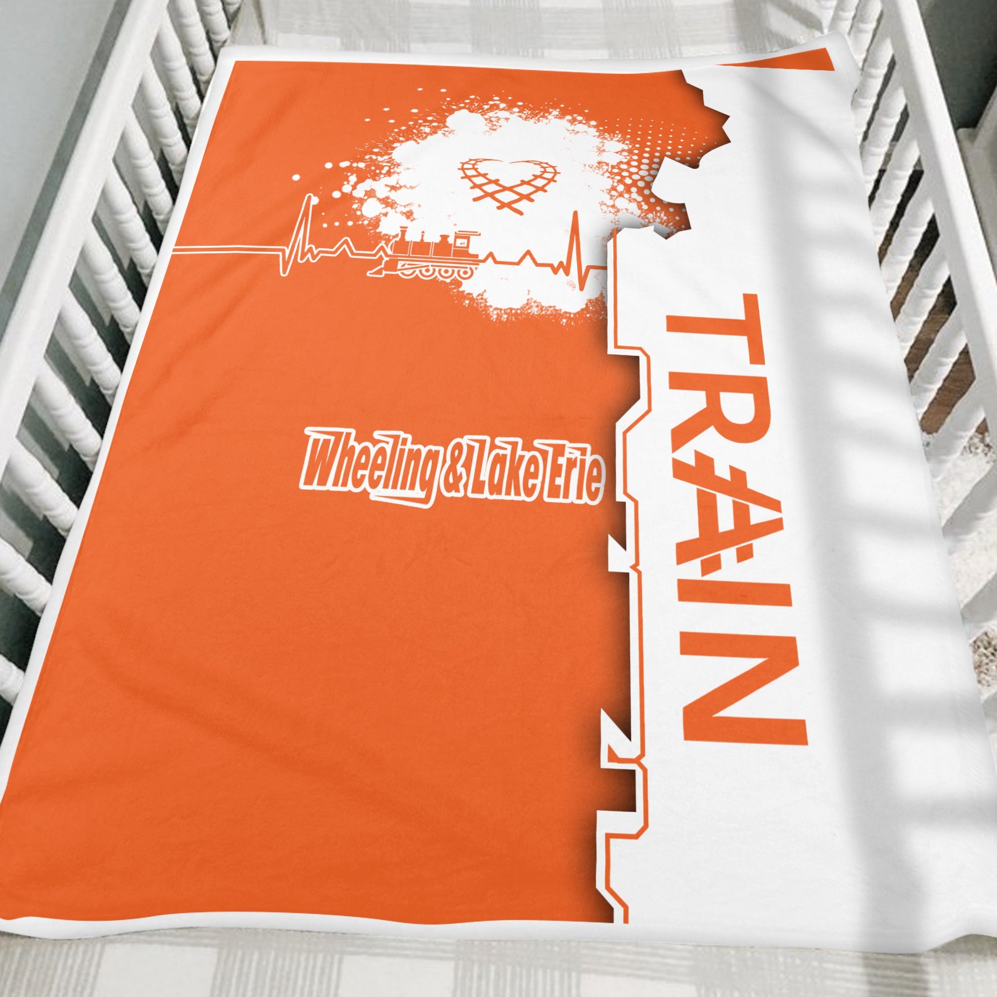 Railspirit Wheeling And Lake Erie Railroad Blanket Engine Heartbeat and Track Love Style Blanket Gift Idea For Train Lovers