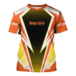 Railspirit Personalized Wheeling And Lake Erie Railroad T-Shirt Lightning Graphic Style Shirt Gift Idea For Train Lover