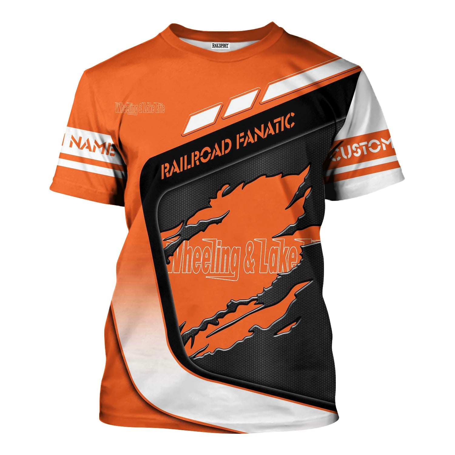 Railspirit Personalized Wheeling And Lake Erie Railroad T-Shirt Ripped Texture Style Train Shirt For Railroad Fanatic