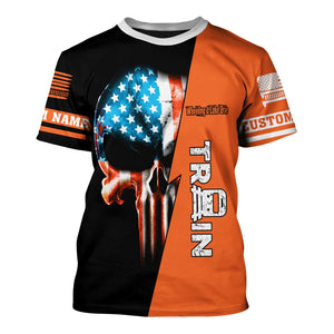 Railspirit Personalized Wheeling And Lake Erie Railroad T-Shirt Train Skull American Flag Shirt All Over Print