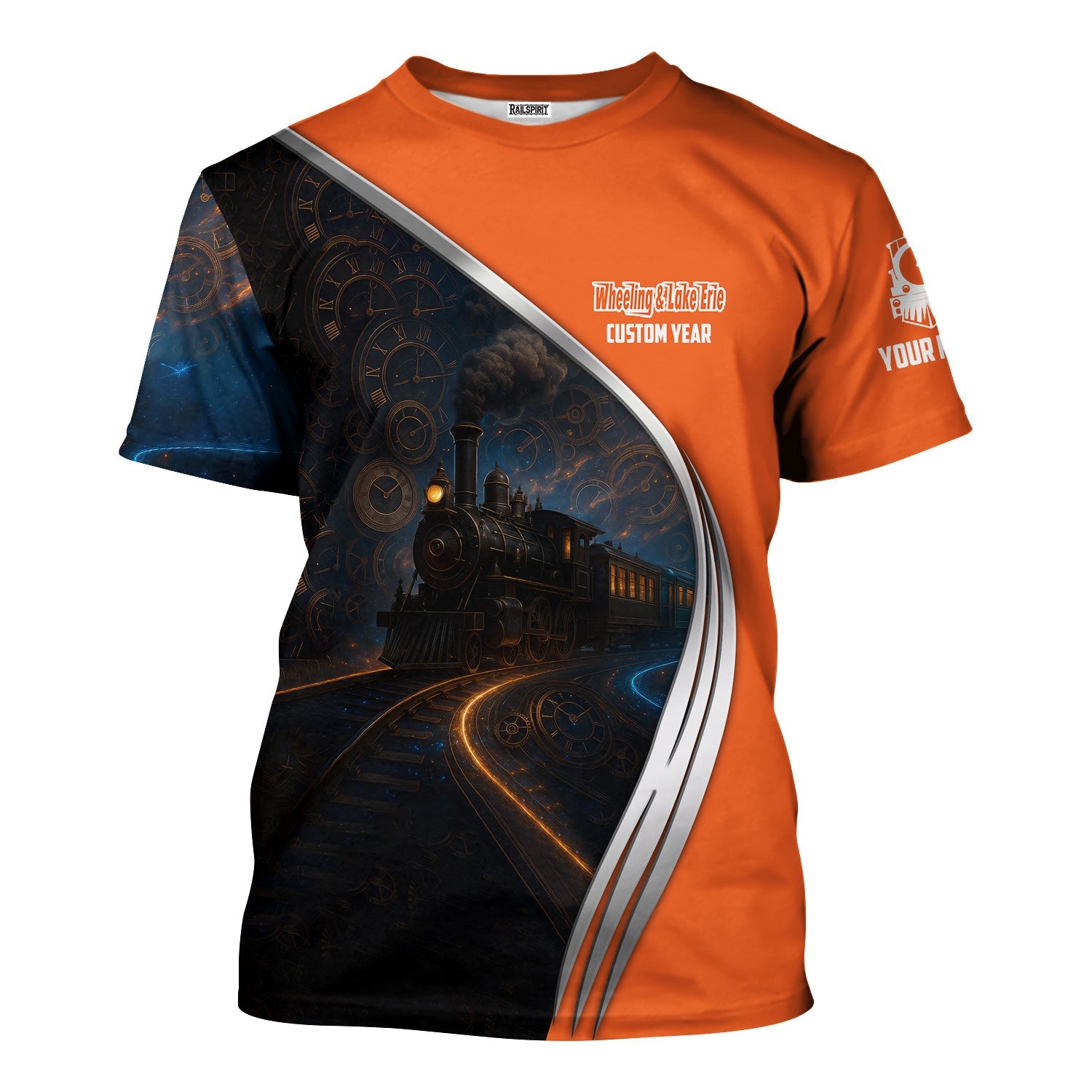 Railspirit Personalized Wheeling And Lake Erie Railroad T-Shirt Steampunk Locomotive with Custom Year Train Shirt