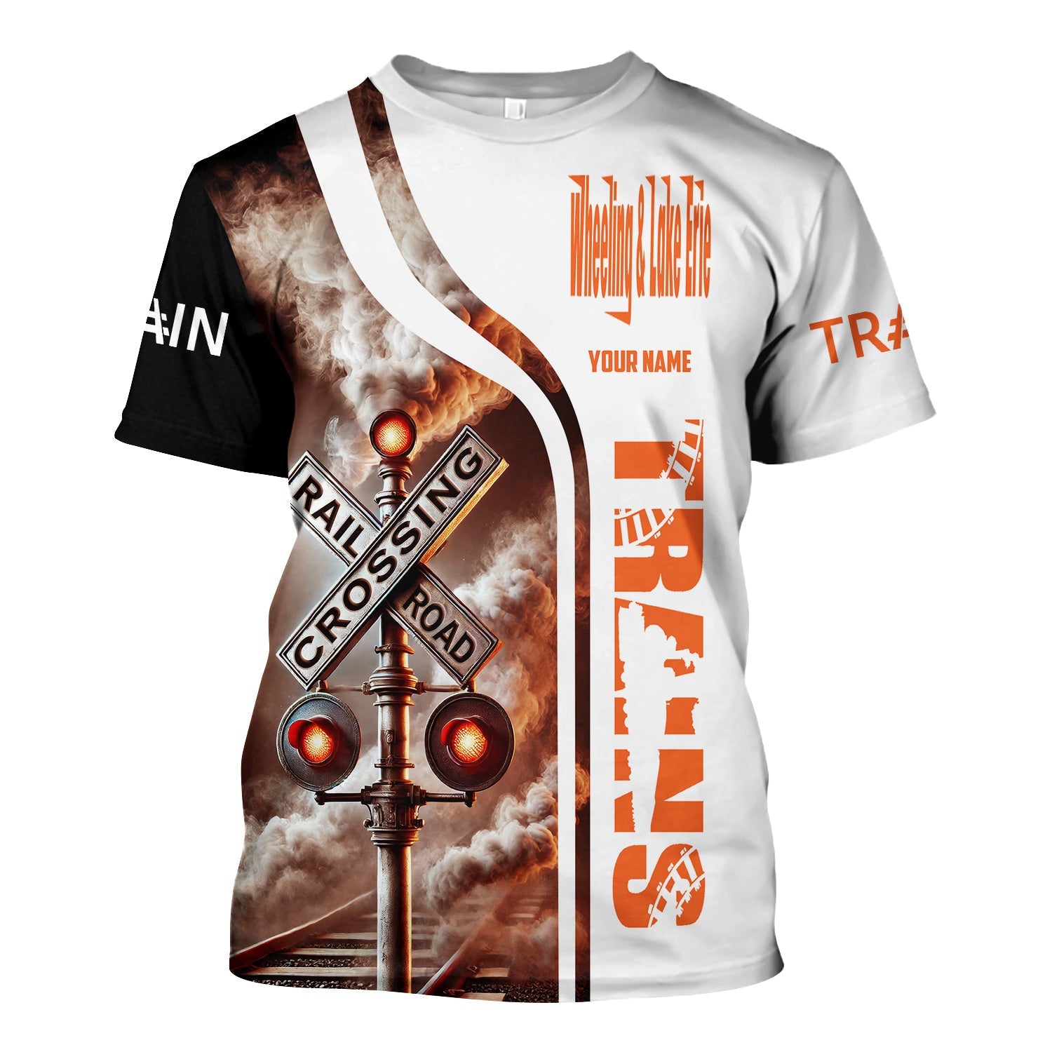 Railspirit Custom Name Wheeling And Lake Erie Railroad T Shirt Railroad Crossing Sign Train Shirt All Over Print