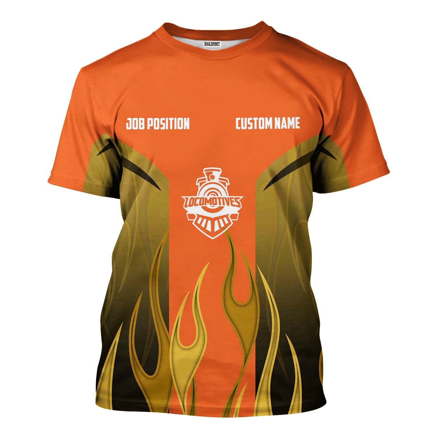 Railspirit Custom Name and Job Title Wheeling And Lake Erie Railroad T-Shirt Flame Graphic Train Shirt