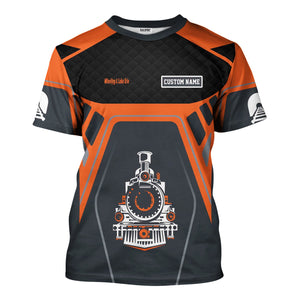 Railspirit Personalized Wheeling And Lake Erie Railroad T-Shirt Steam Locomotive Engine Graphic Train Shirt All Over Print