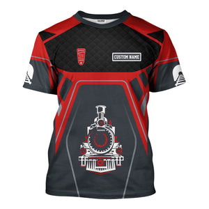 Railspirit Personalized Bangor And Aroostook Railroad T-Shirt Steam Locomotive Engine Graphic Train Shirt All Over Print