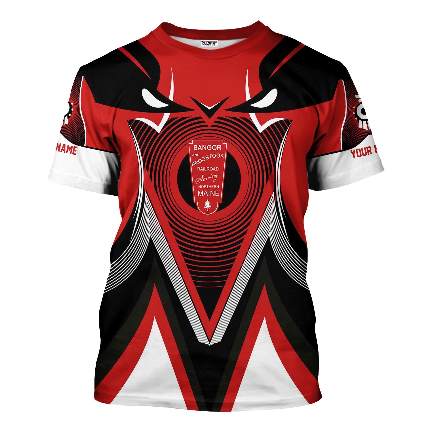 Railspirit Personalized Bangor And Aroostook Railroad T-Shirt Vibrant Graphic Pattern Shirt For Train Enthusiasts