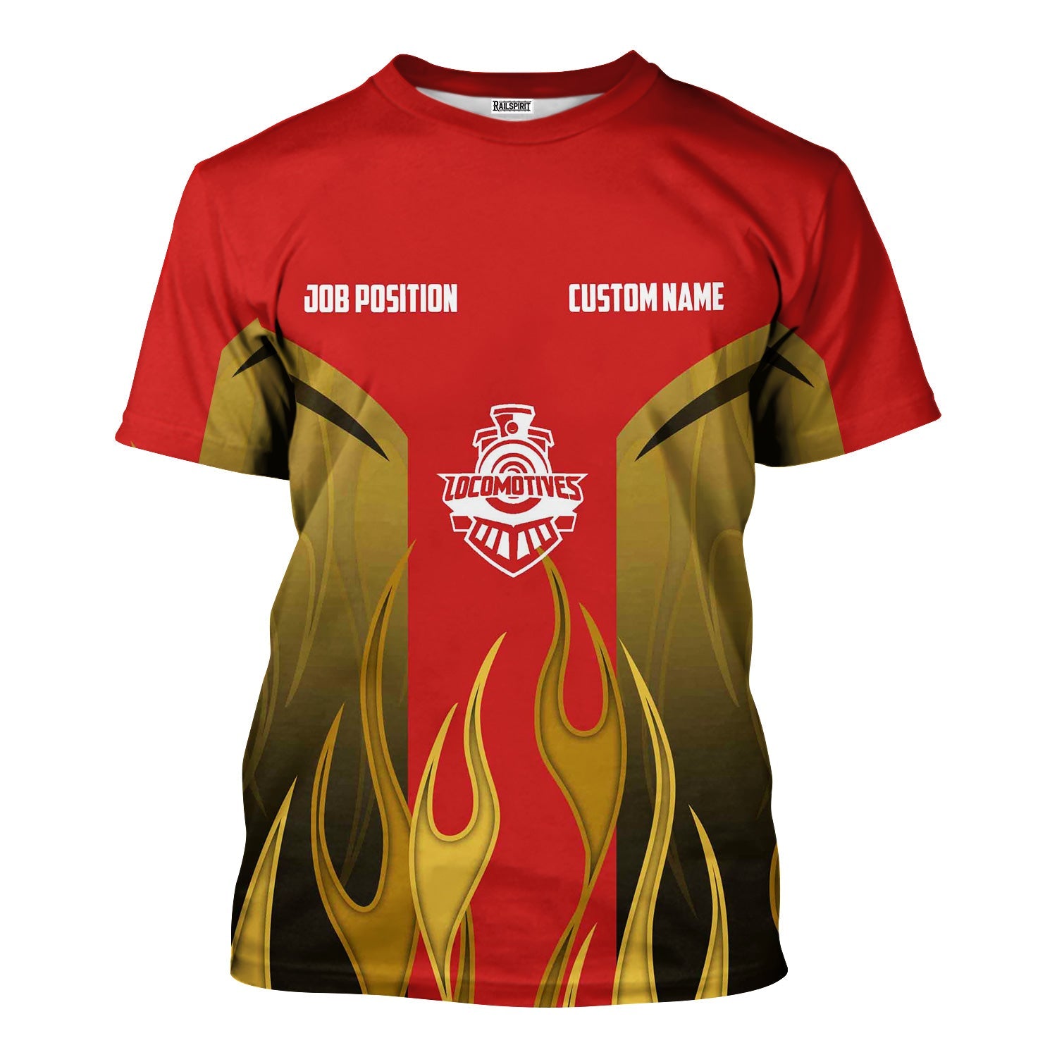 Railspirit Custom Name and Job Title Bangor And Aroostook Railroad T-Shirt Flame Graphic Train Shirt