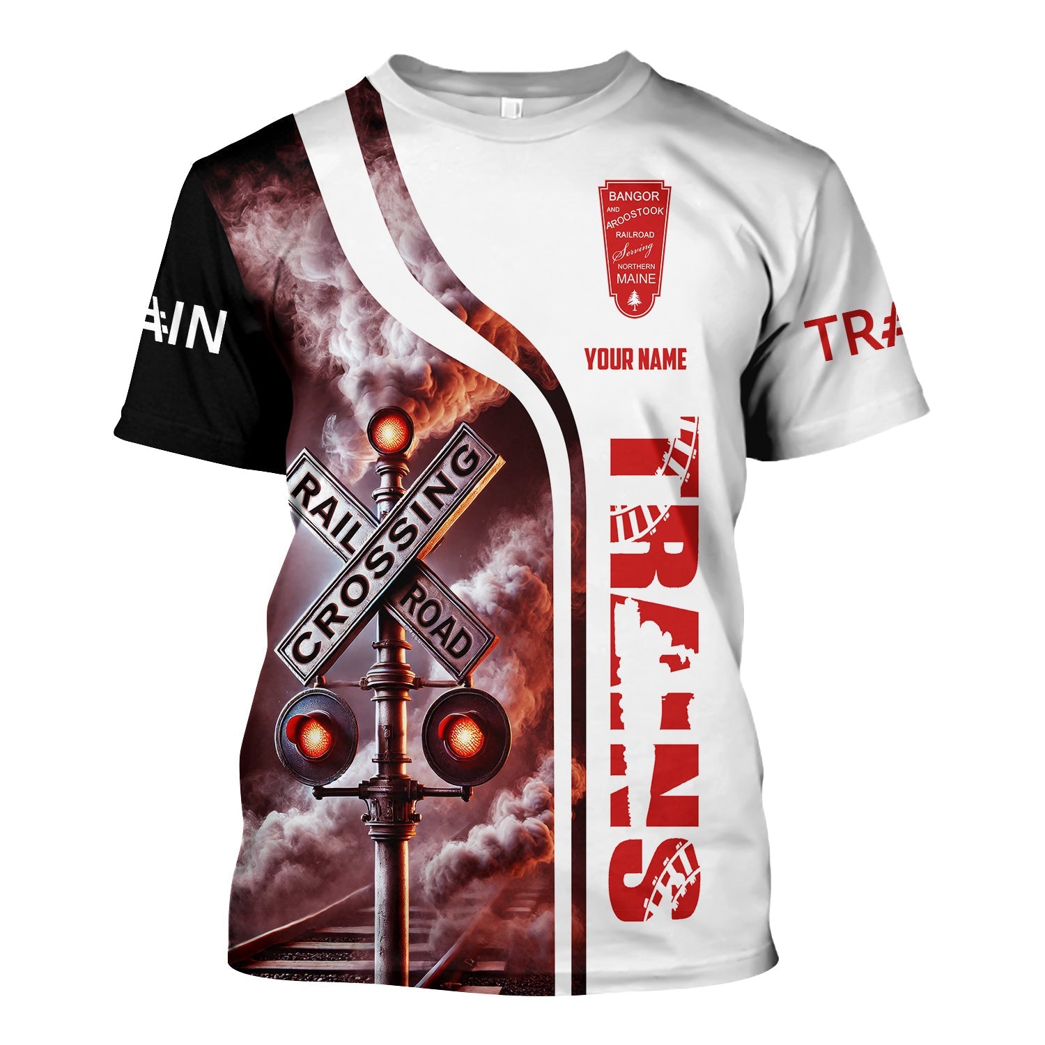 Railspirit Custom Name Bangor And Aroostook Railroad T Shirt Railroad Crossing Sign Train Shirt All Over Print