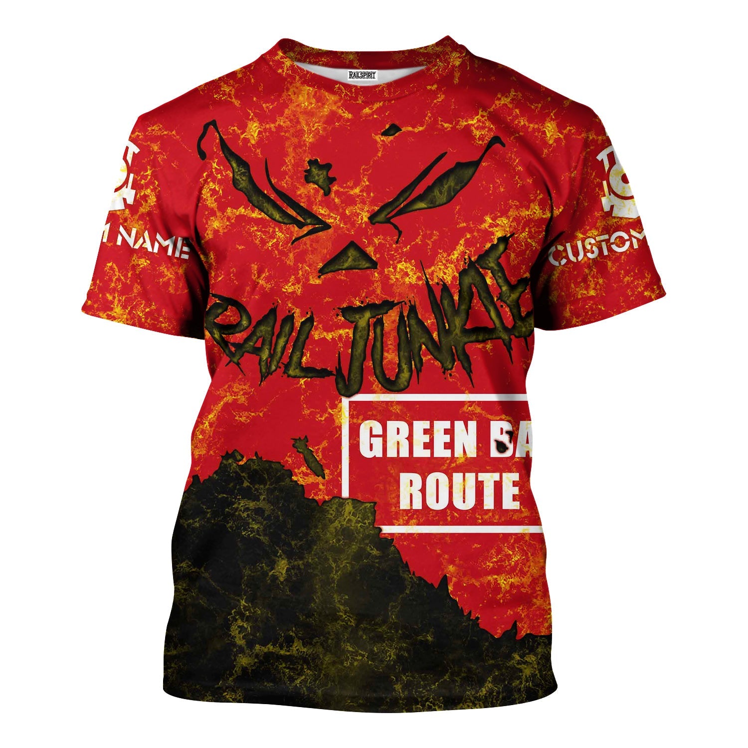 Railspirit Personalized Green Bay & Western Railroad T-Shirt Torn Graphic Style Train Shirt For Rail Junkie