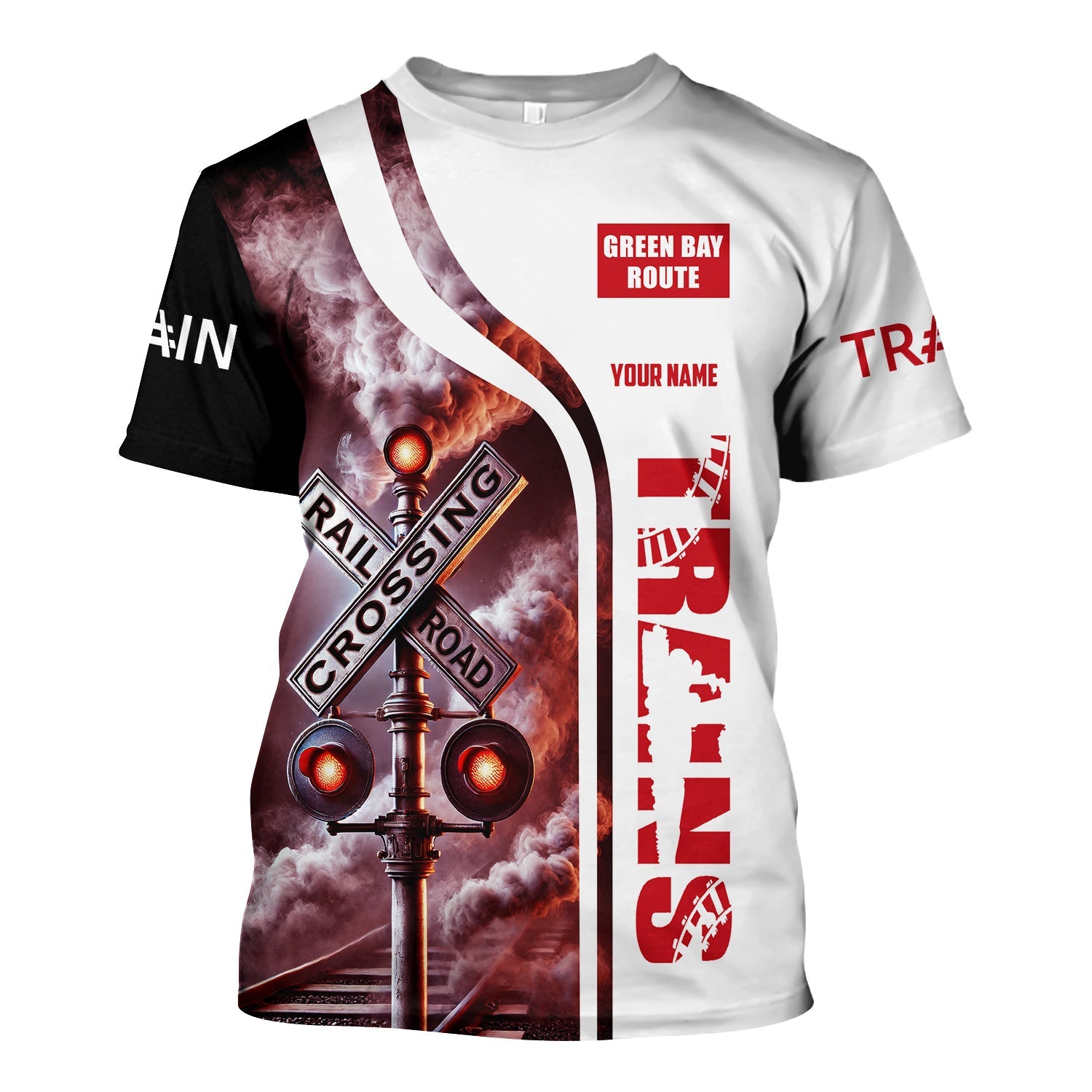 Railspirit Custom Name Green Bay & Western Railroad T Shirt Railroad Crossing Sign Train Shirt All Over Print