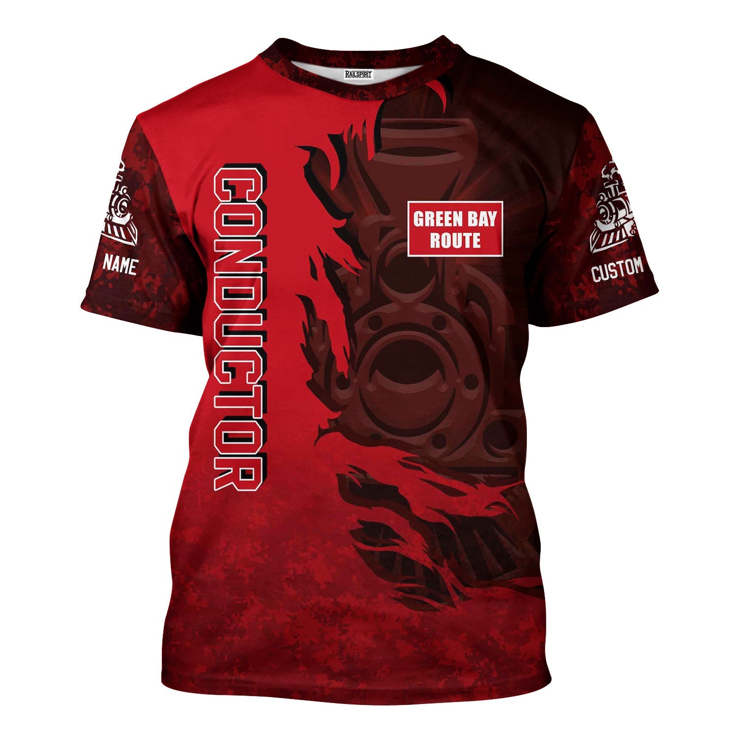 Railspirit Personalized Green Bay & Western Railroad T-Shirt Blazing Style with Custom Position Train Shirt