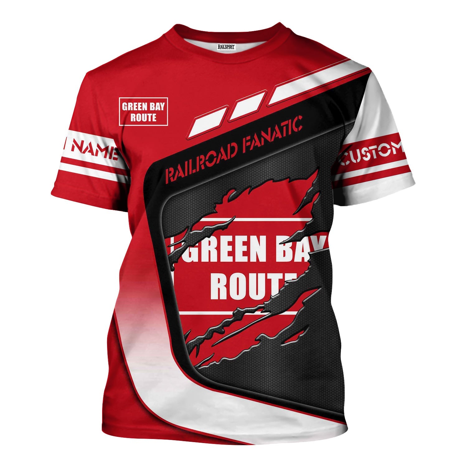 Railspirit Personalized Green Bay & Western Railroad T-Shirt Ripped Texture Style Train Shirt For Railroad Fanatic