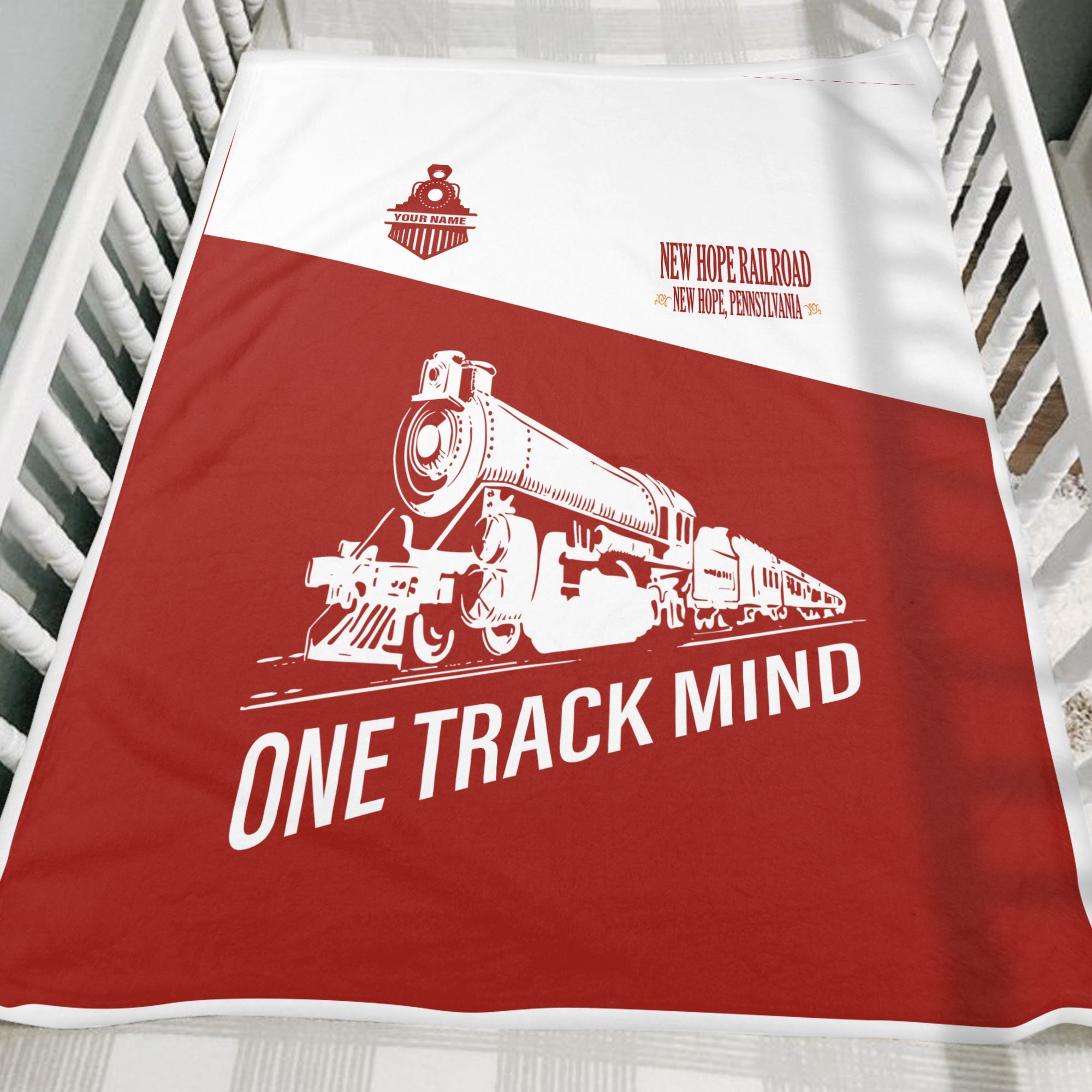 Railspirit Personalized New Hope Railroad Blanket One Track Mind Train Blanket Gift Idea For Train Lover