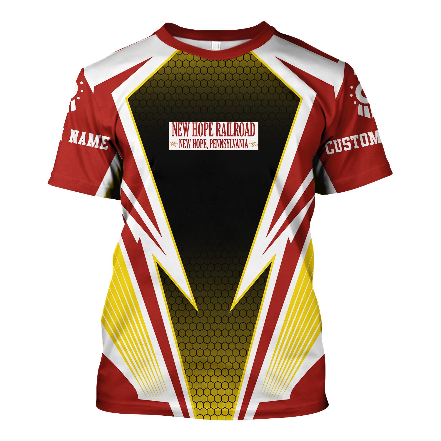 Railspirit Personalized New Hope Railroad T-Shirt Lightning Graphic Style Shirt Gift Idea For Train Lover