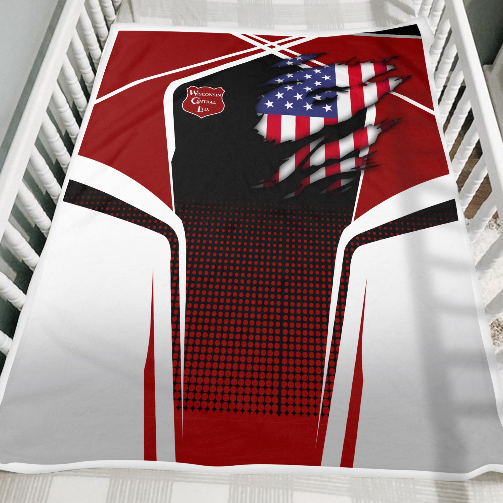 Railspirit Personalized Wisconsin Central Ltd Railroad Blanket American Vintage All Over Printed Blanket