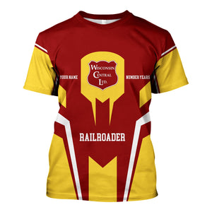 Railspirit Personalized Wisconsin Central Ltd Railroad T-Shirt Custom Year Railroader Shirt Gift Idea For Train Lover