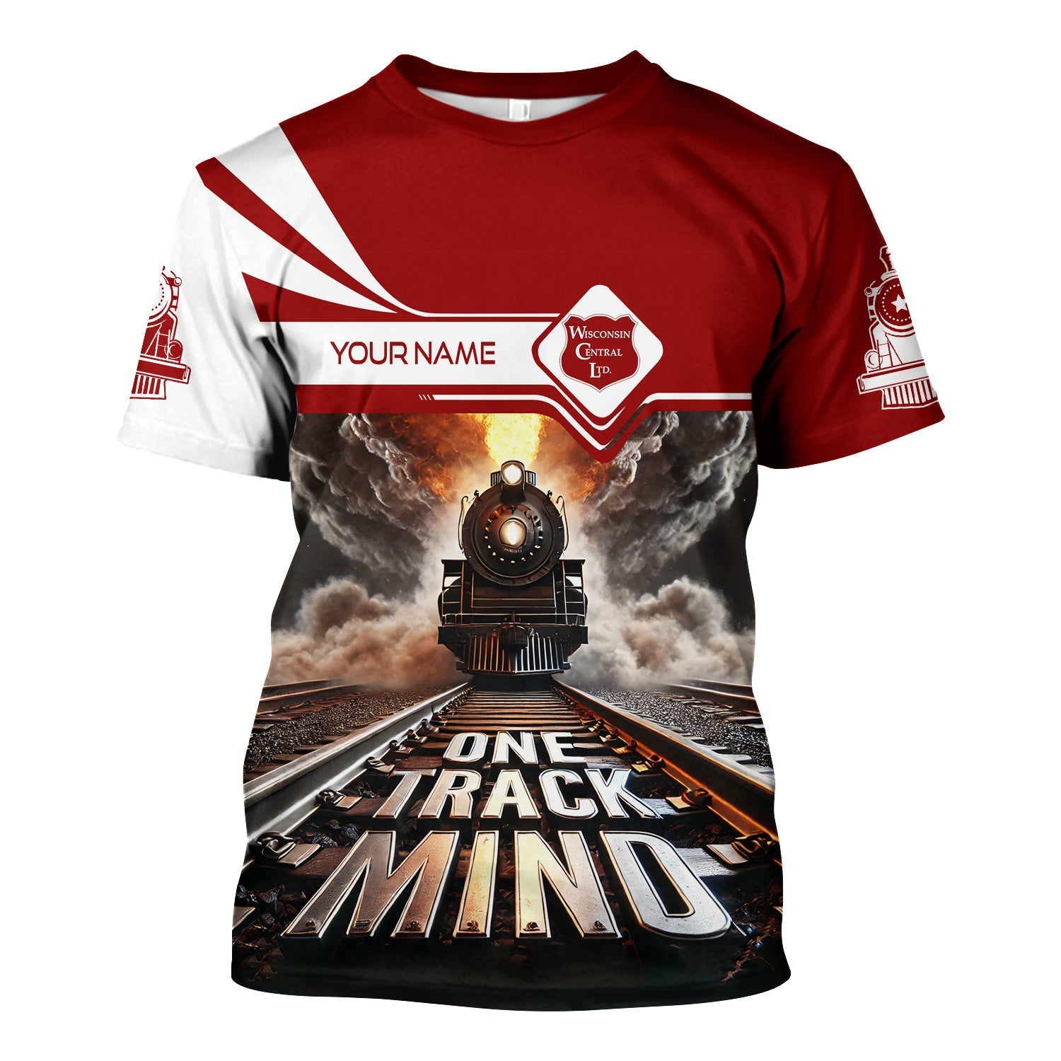 Railspirit Personalized Wisconsin Central Ltd Railroad T Shirt One Track Mind Train Printed Shirt