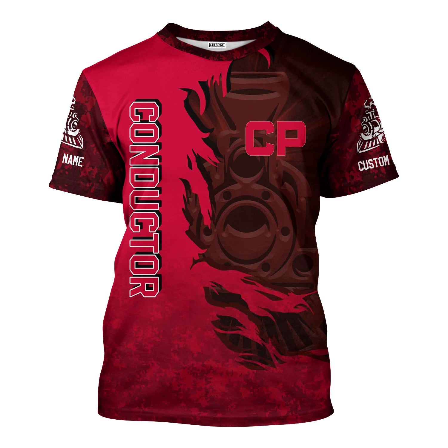 Railspirit Personalized Canadian Pacific Railroad T-Shirt Blazing Style with Custom Position Train Shirt