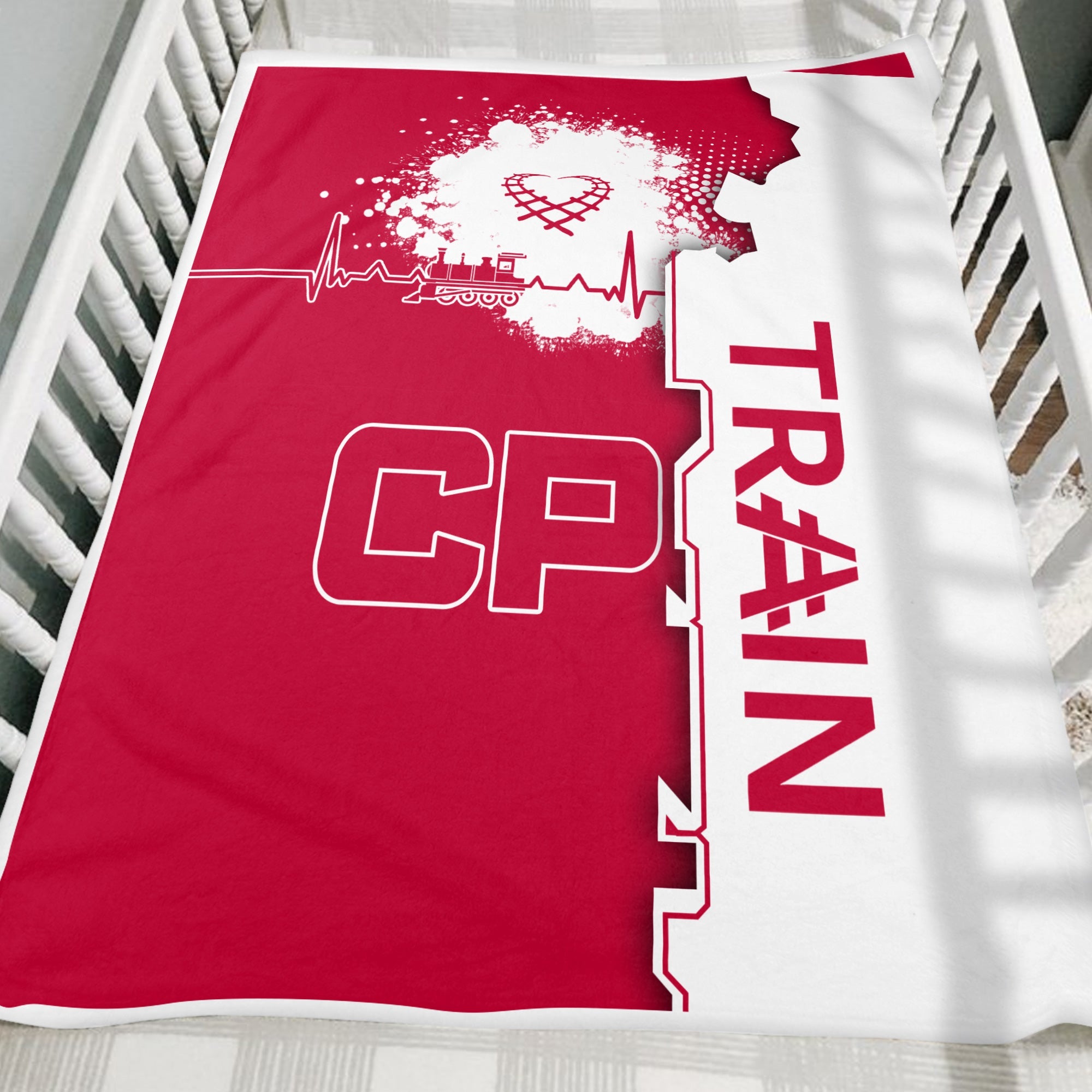 Railspirit Canadian Pacific Railroad Blanket Engine Heartbeat and Track Love Style Blanket Gift Idea For Train Lovers