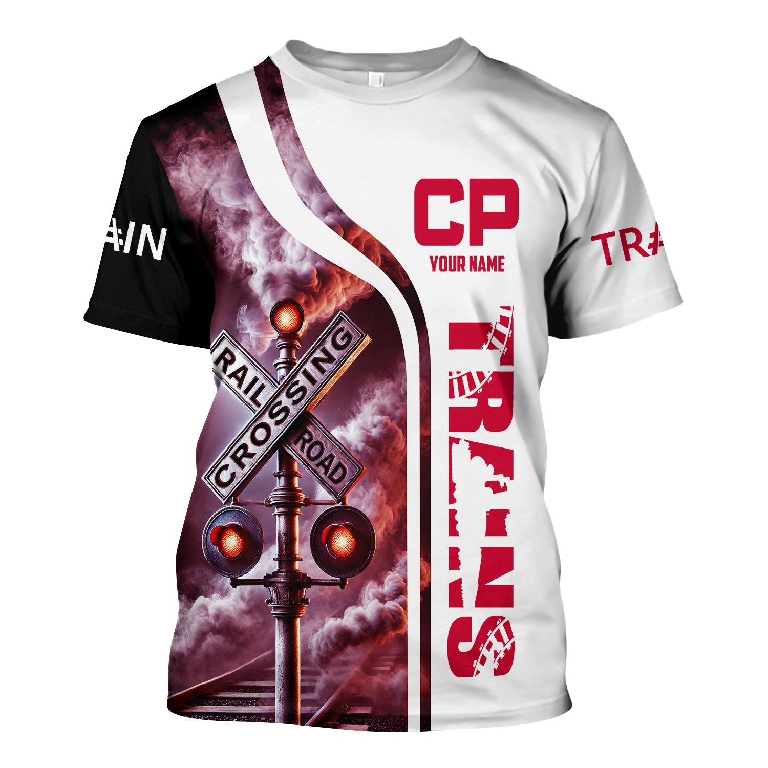 Railspirit Custom Name Canadian Pacific Railroad T Shirt Railroad Crossing Sign Train Shirt All Over Print