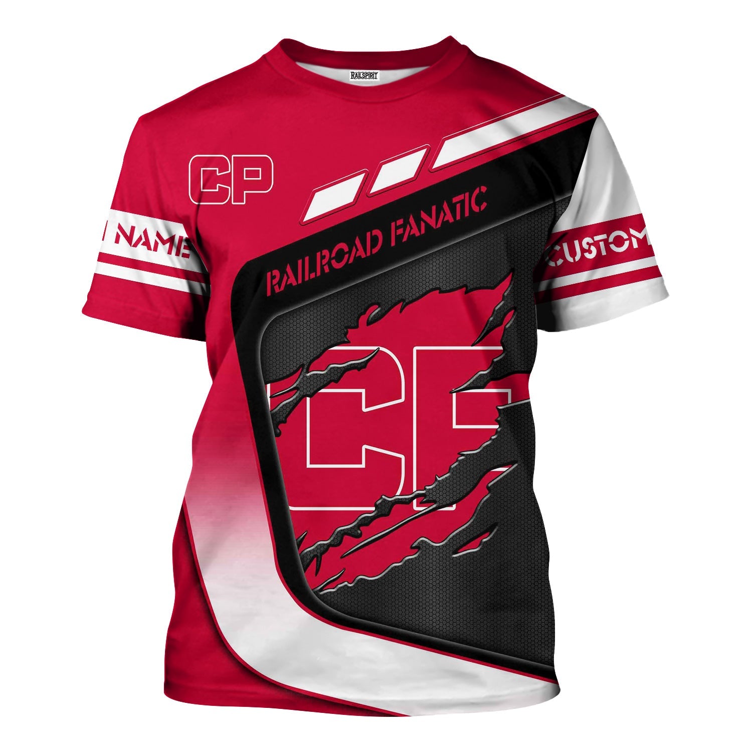 Railspirit Personalized Canadian Pacific Railroad T-Shirt Ripped Texture Style Train Shirt For Railroad Fanatic