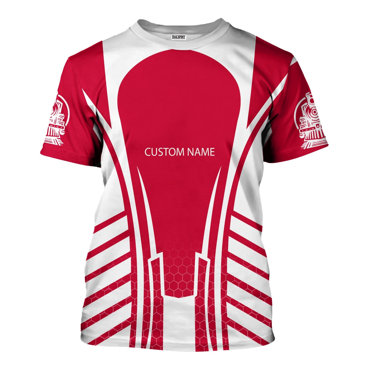 Railspirit Personalized Canadian Pacific Railroad T-Shirt Striped Railroad Style Train Shirt All Over Print