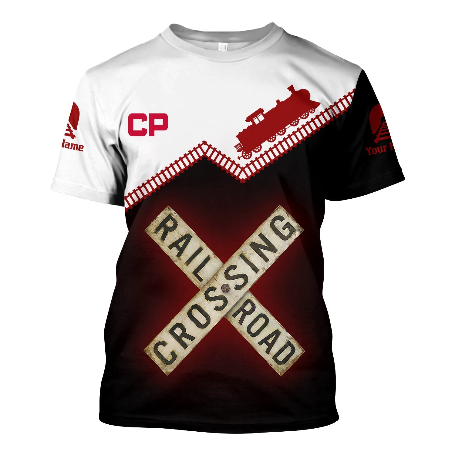 Railspirit Personalized Canadian Pacific Railroad T Shirt Railroad Crossing Printed Train Track Shirt