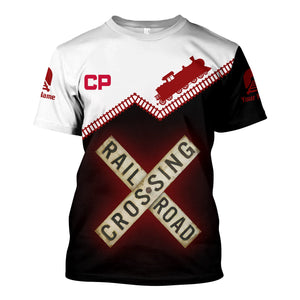 Railspirit Personalized Canadian Pacific Railroad T Shirt Railroad Crossing Printed Train Track Shirt