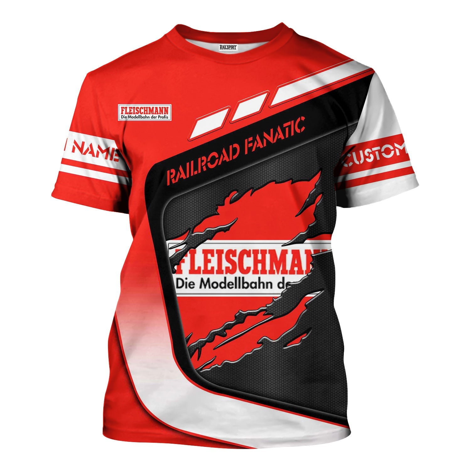 Railspirit Personalized Fleischmann And Western Railroad T-Shirt Ripped Texture Style Train Shirt For Railroad Fanatic