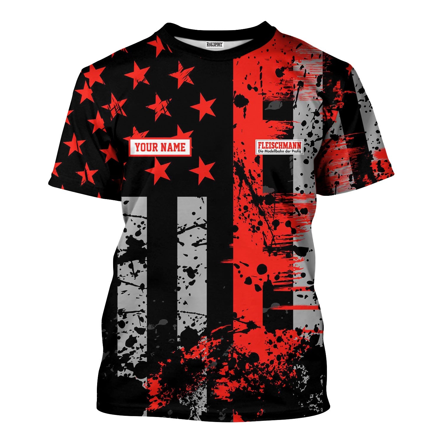 Railspirit Personalized Fleischmann And Western Railroad T-Shirt Artistic Paint American Flag Style Train Shirt