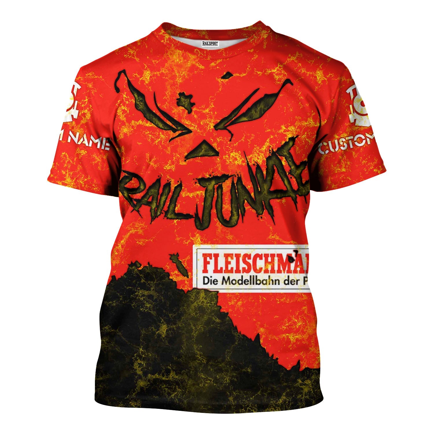 Railspirit Personalized Fleischmann And Western Railroad T-Shirt Torn Graphic Style Train Shirt For Rail Junkie