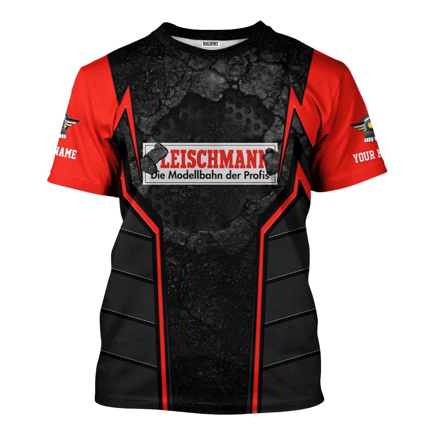 Railspirit Personalized Fleischmann And Western Railroad T-Shirt Cracked Metal Design Train Shirt for Rail Enthusiasts