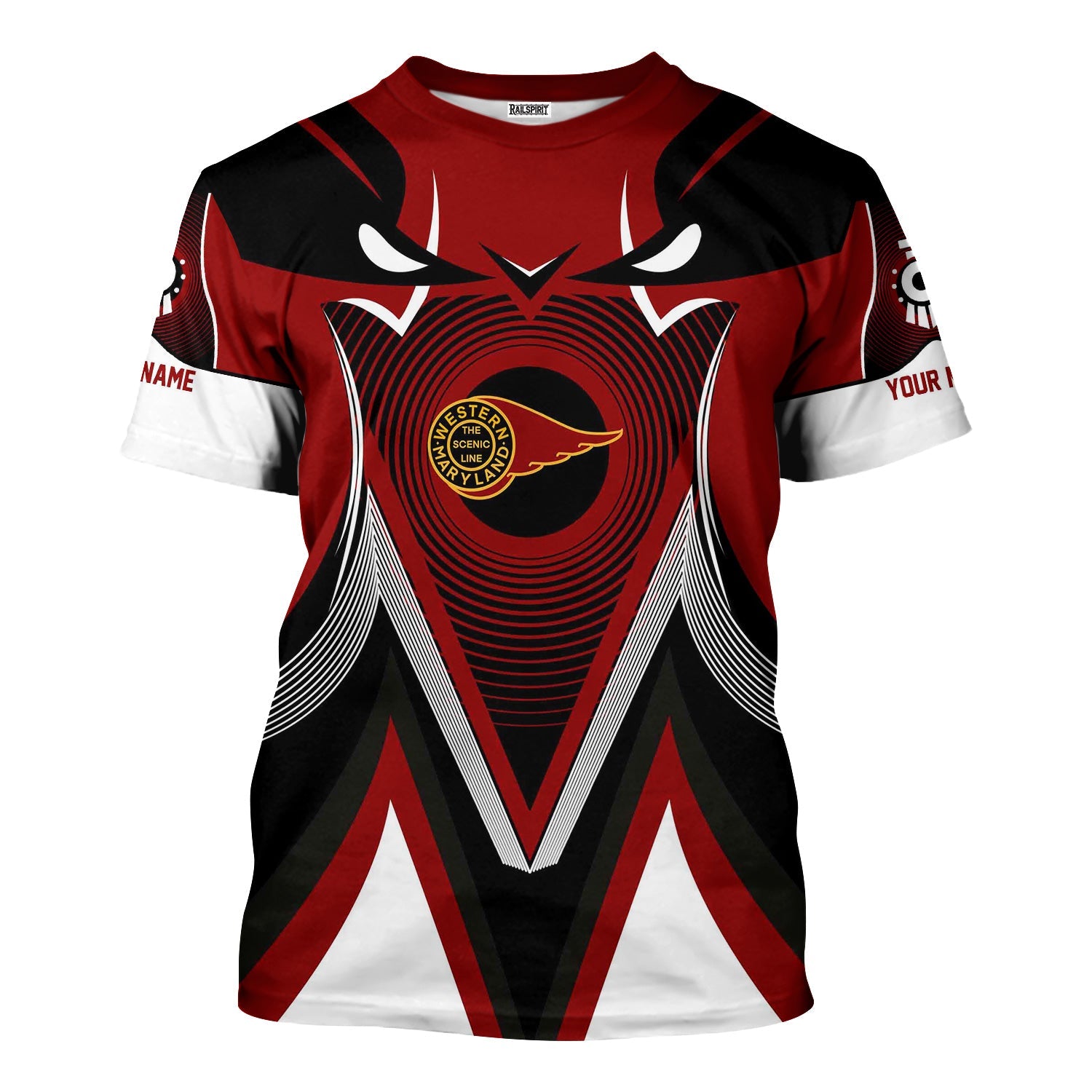 Railspirit Personalized Western Maryland Railway T-Shirt Vibrant Graphic Pattern Shirt For Train Enthusiasts