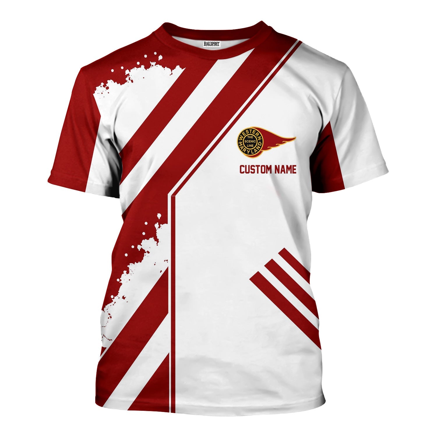 Railspirit Personalized Western Maryland Railway T-Shirt Locomotive Design Train Shirt for Train Enthusiast