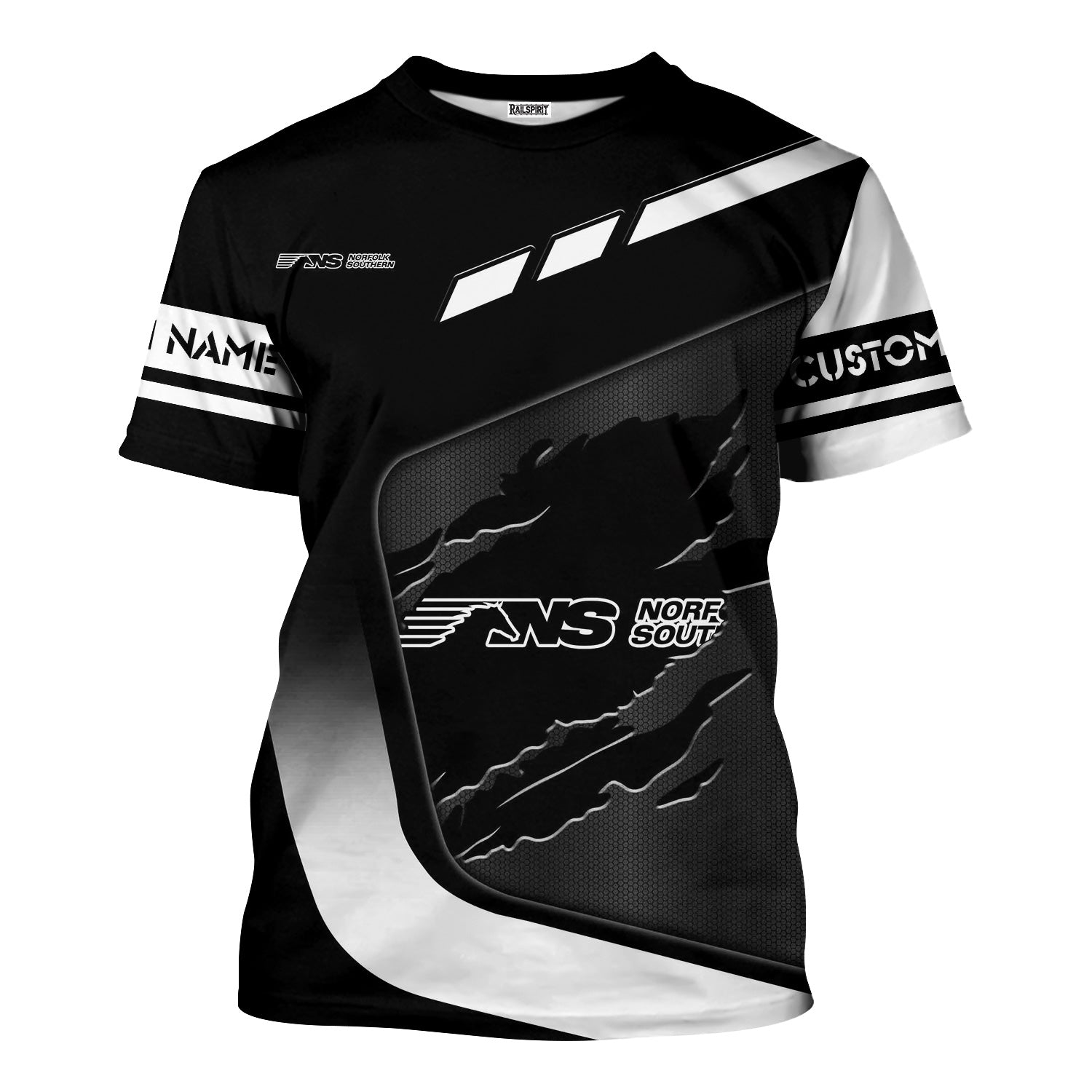 Railspirit Personalized Norfolk Southern Railway T-Shirt Ripped Texture Style Train Shirt For Railroad Fanatic