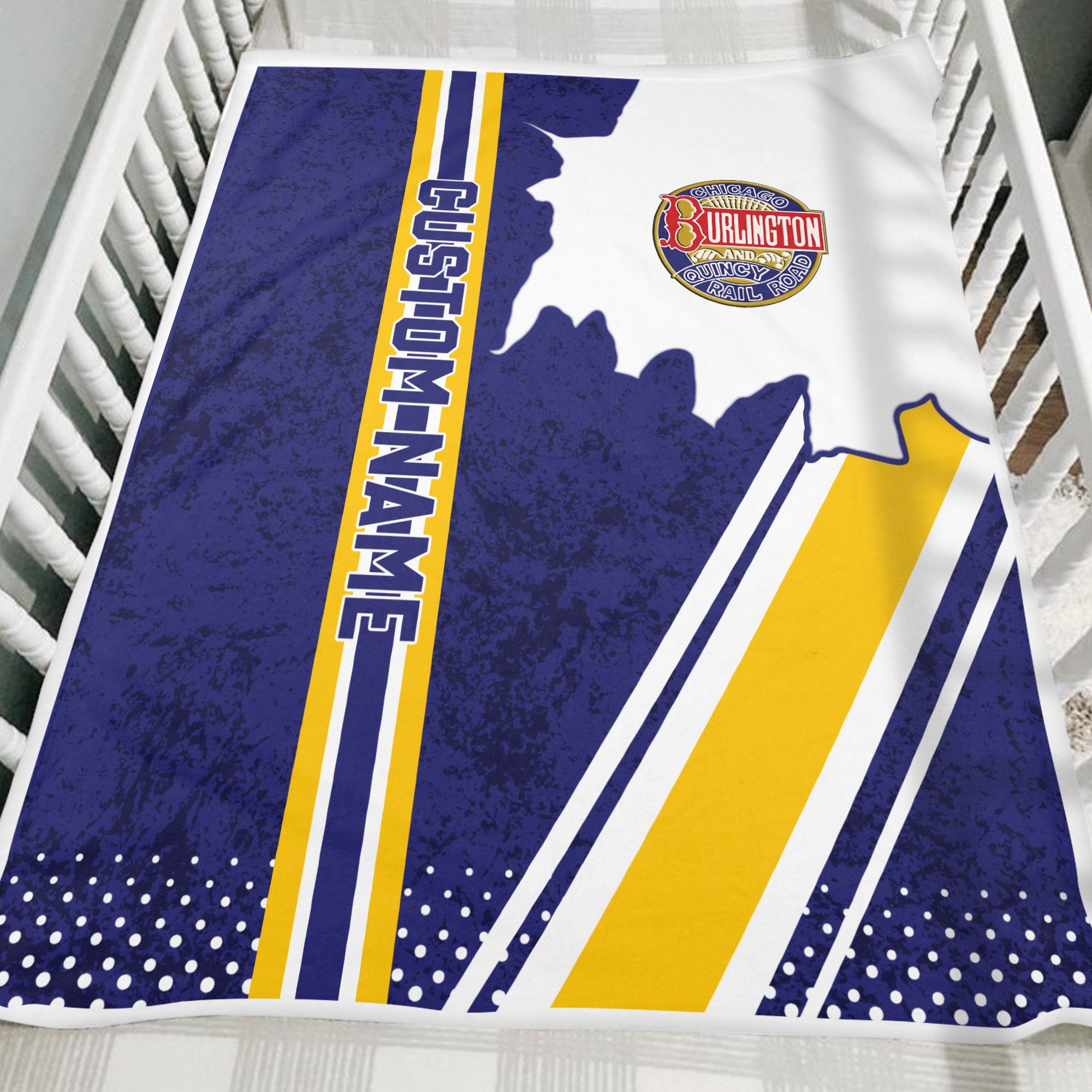 Railspirit Personalized Chicago, Burlington and Quincy Railroad Blanket Vintage All Over Printed Blanket