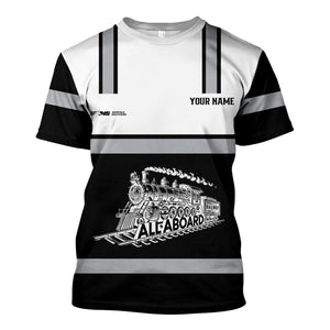 Railspirit Custom Name Norfolk Southern Railway T Shirt Eat Train Sleep Repeat Printed Train Shirt
