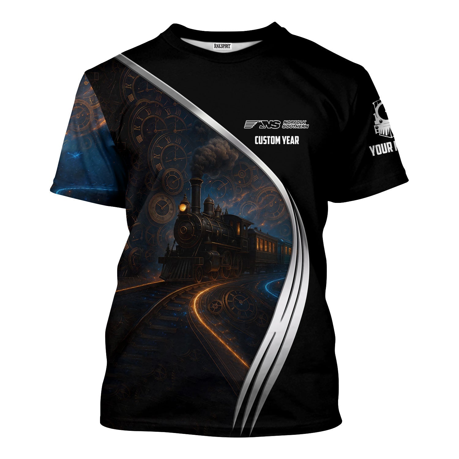 Railspirit Personalized Norfolk Southern Railway T-Shirt Steampunk Locomotive with Custom Year Train Shirt