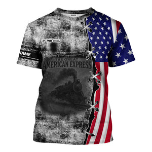 Railspirit Personalized Norfolk Southern Railway T-Shirt Retro American Express Train With USA Flag Shirt