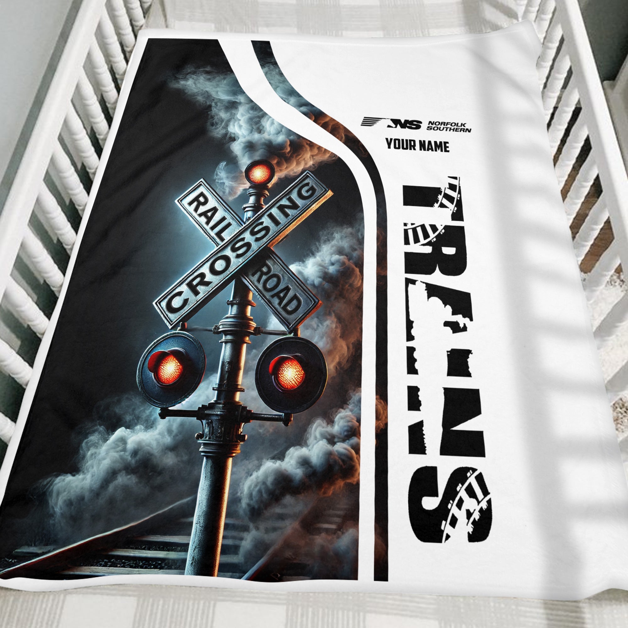 Railspirit Personalized Norfolk Southern Railway Blanket Railroad Crossing Sign Blanket All Over Print