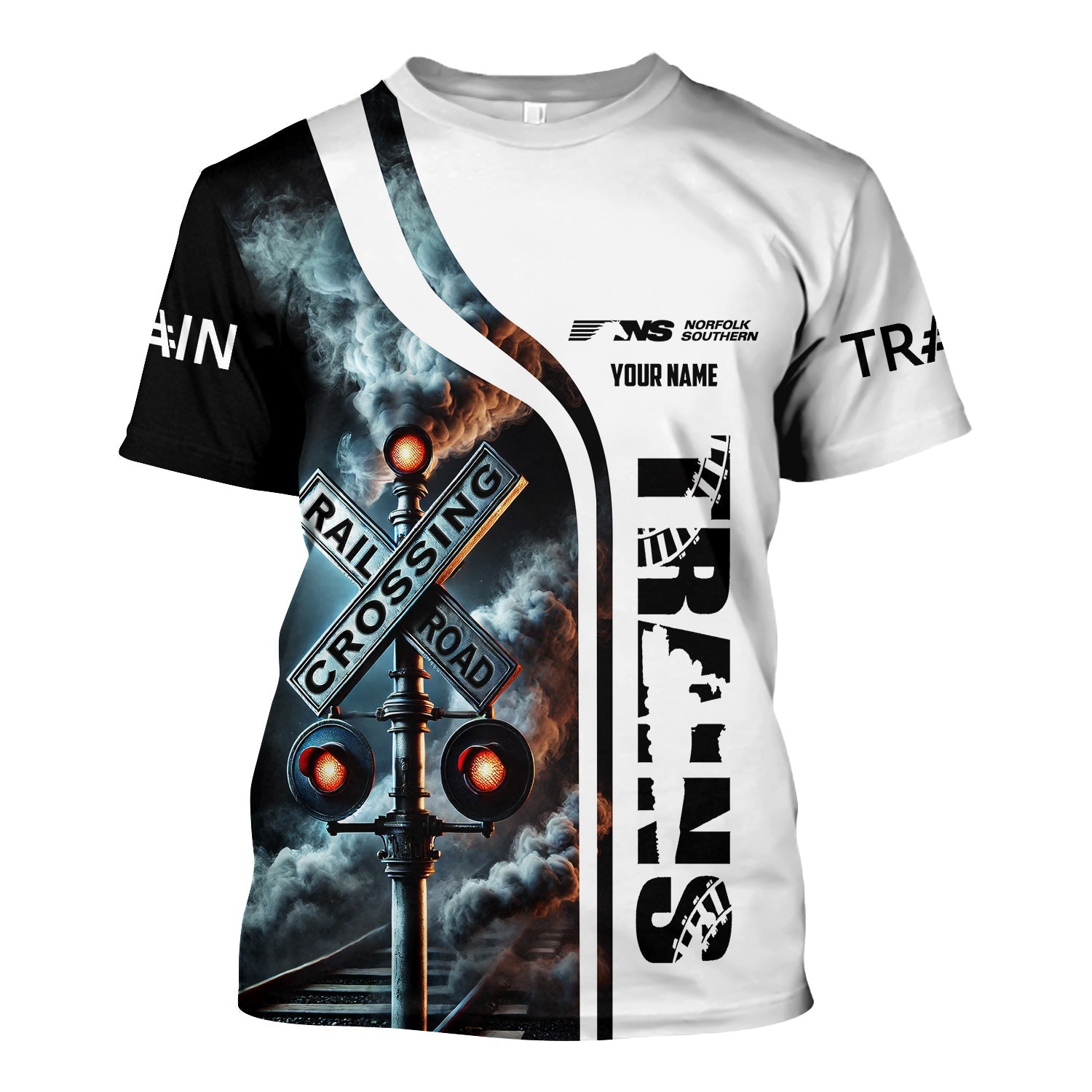 Railspirit Custom Name Norfolk Southern Railway T Shirt Railroad Crossing Sign Train Shirt All Over Print