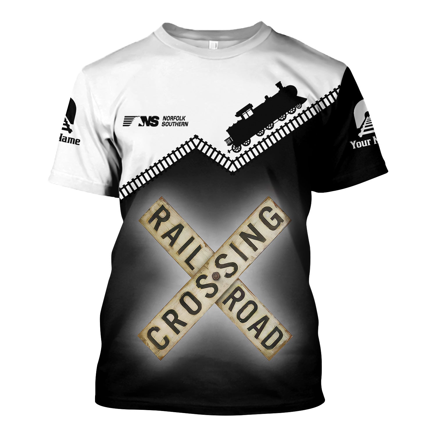 Railspirit Personalized Norfolk Southern Railway T Shirt Railroad Crossing Printed Train Track Shirt
