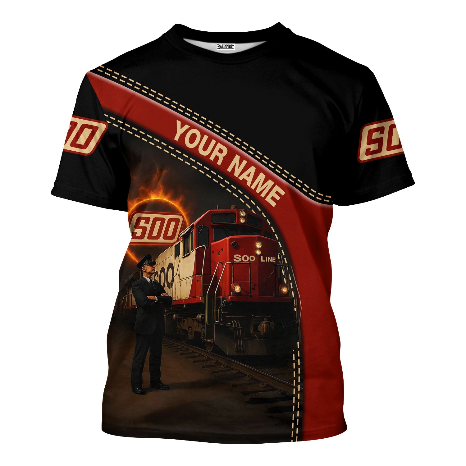 Railspirit Personalized Soo Line Railroad T-Shirt with Custom Job Position Train Shirt