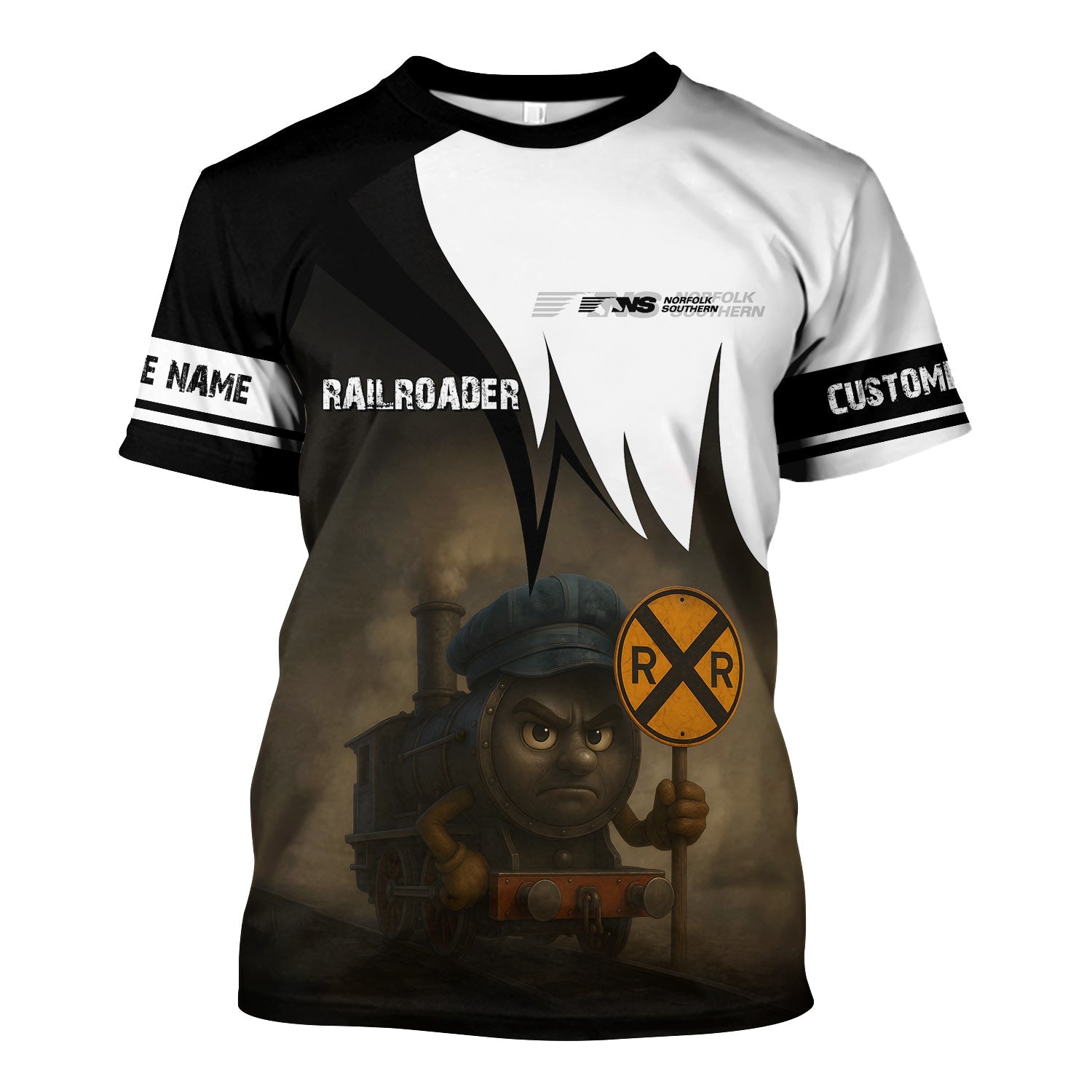 Railspirit Personalized Norfolk Southern Railway T-Shirt Angry Train Shirt Gift Idea For Train Lover