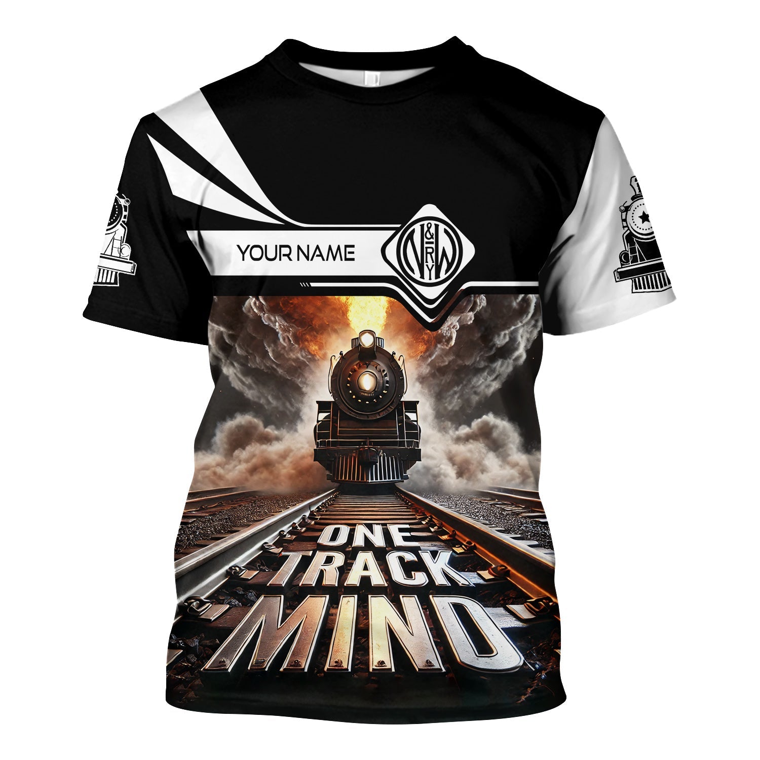 Railspirit Personalized Norfolk and Western Railway T Shirt One Track Mind N&W Train Printed Shirt