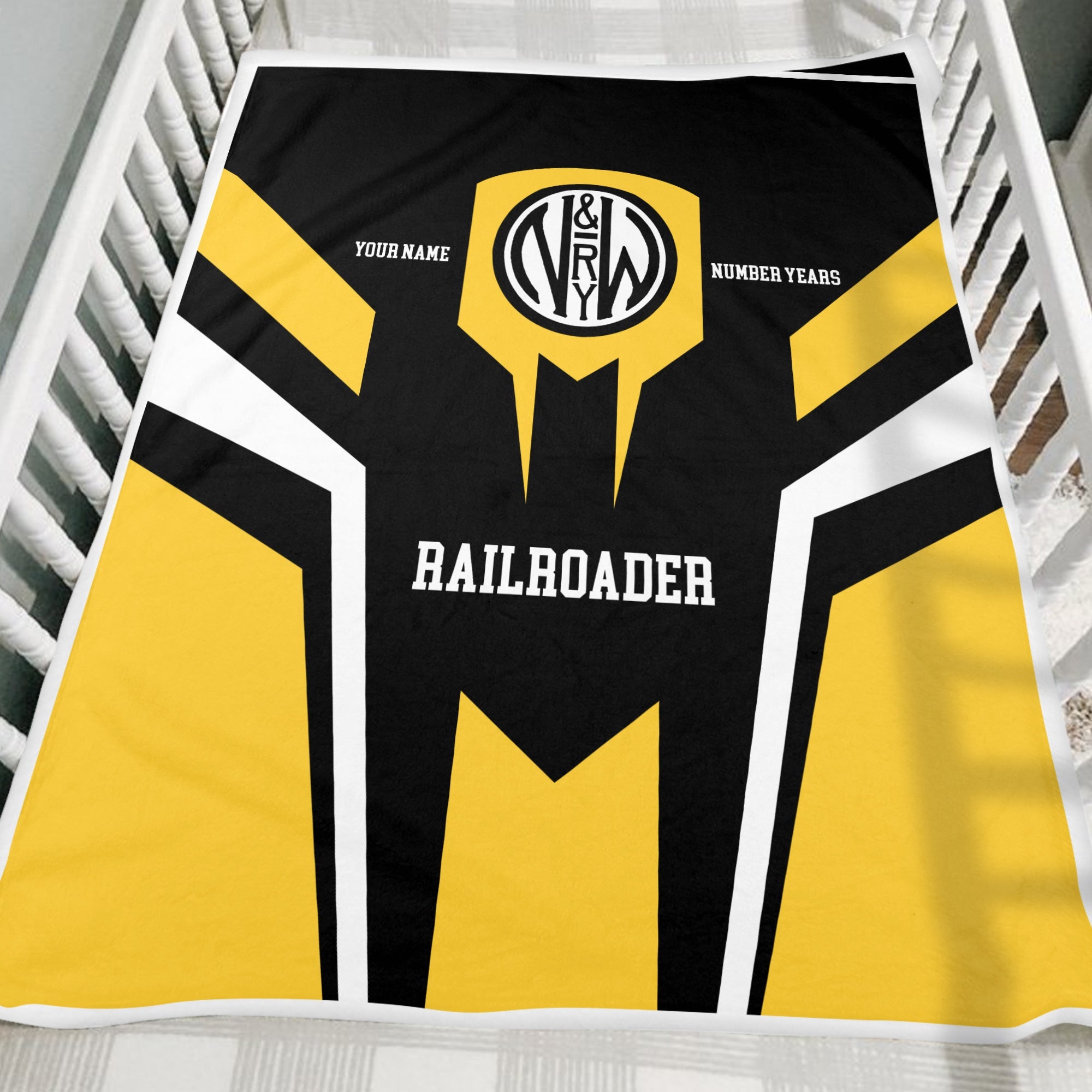 Railspirit Personalized Norfolk and Western Railway Blanket Custom Year Railroader N&W Gift Idea For Train Lover